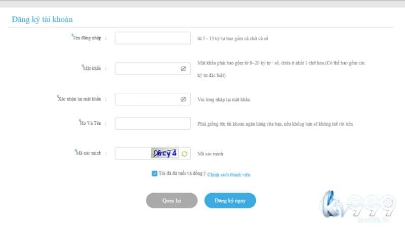 Hướng dẫn chi tiết cách đăng ký tài khoản Kv999